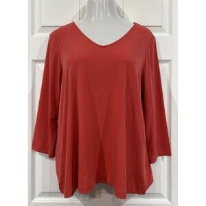 Susan Graver Liquid Knit Coral Stretch Blouse Top Tunic Lattice Plus Size 3X